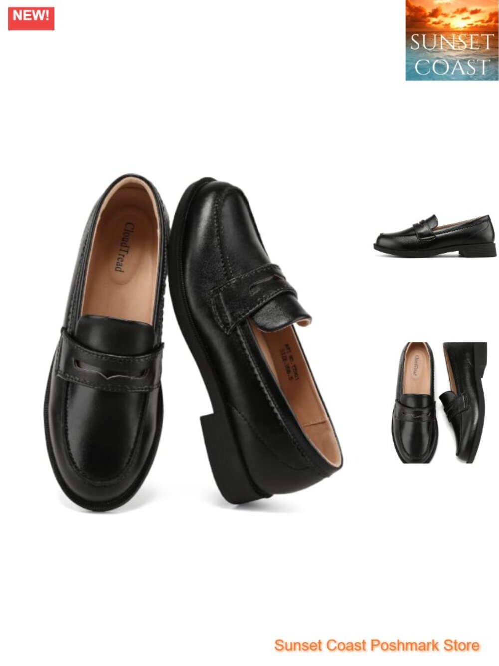 Women's Lace Trim Leather Loafers Slip On Comfortable Dress Work Shoes Flat Heel